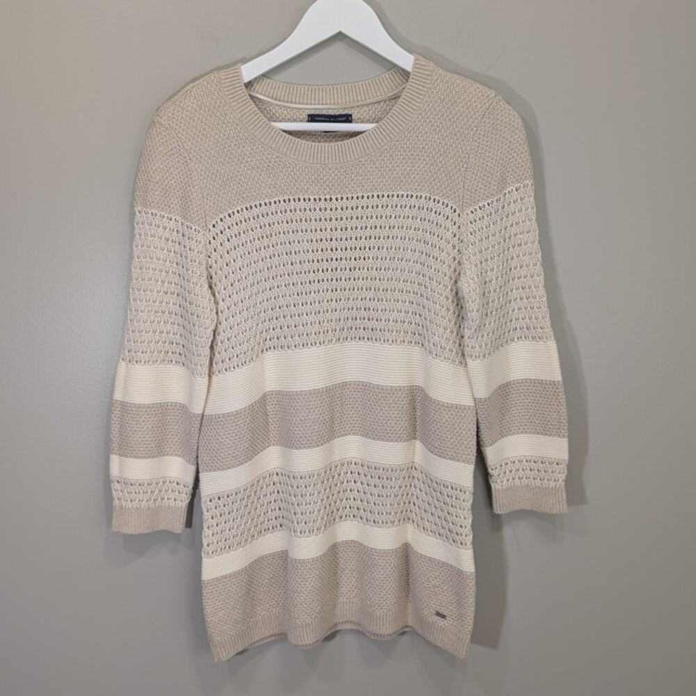 Tommy Hilfiger Tunic Sweater Light Breezy Coastal Casual Classic Logo  - Size M
